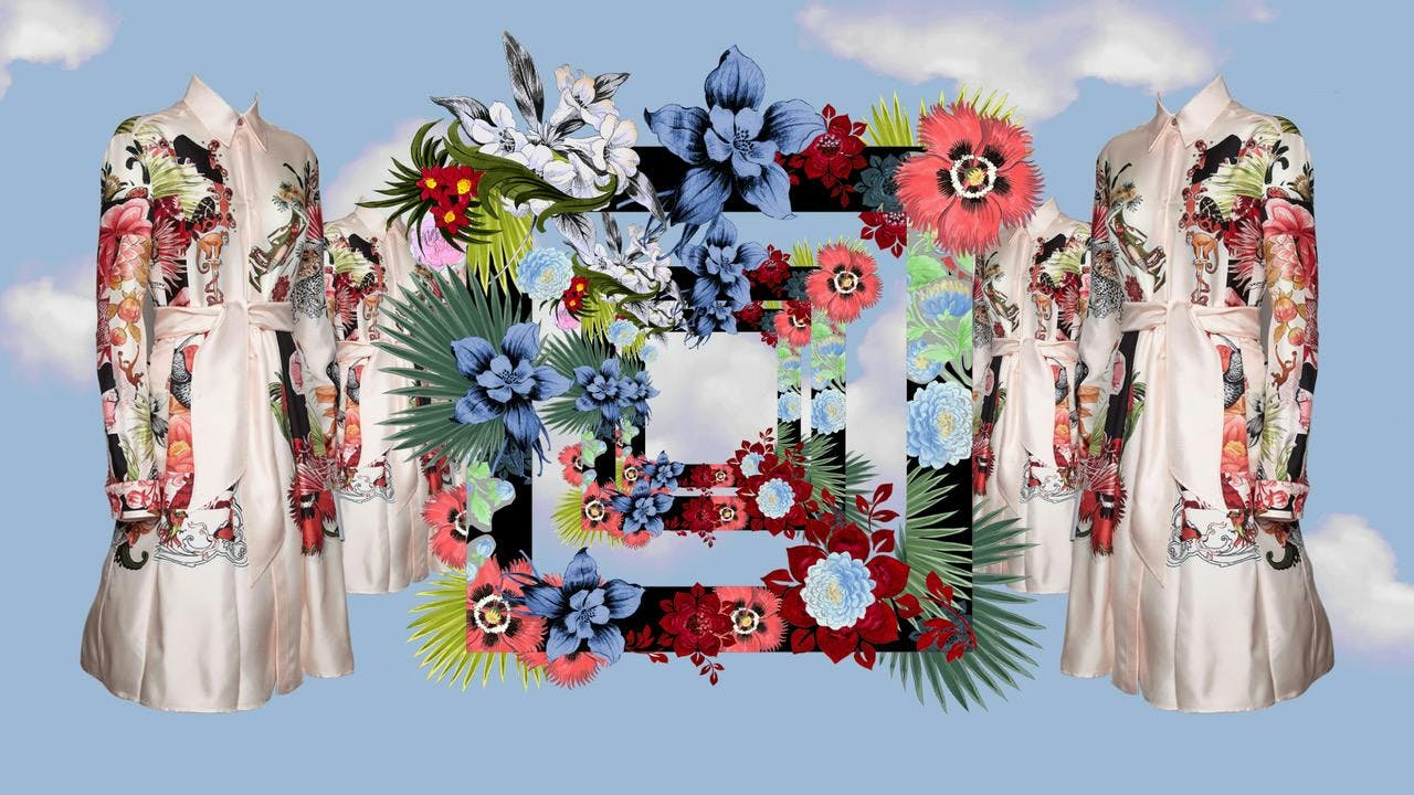 collage advertisement poster clothing apparel graphics art floral design pattern