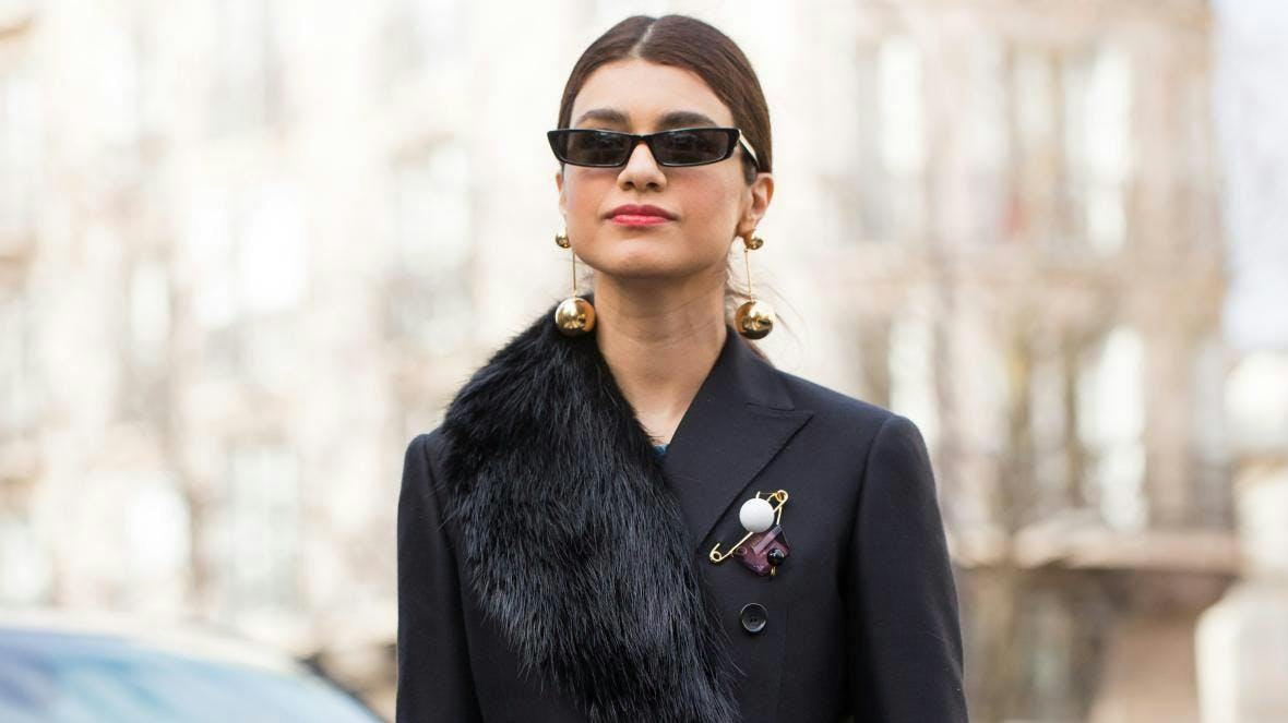 clothing apparel person sunglasses accessories coat blazer jacket overcoat female