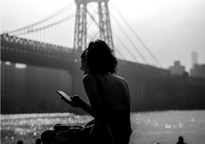 person human back nature building bridge silhouette fog outdoors