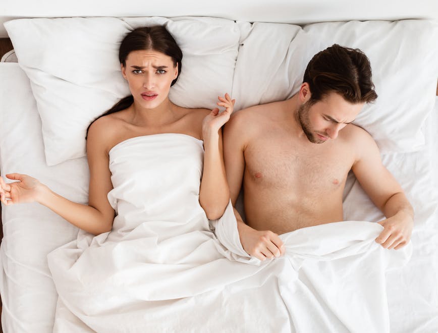 bed,erection,love,couple,woman,sexuality,young,boyfriend,caucasian,concept,impotent,guy,husband,two,libido,dysfunction,healthcare,interior,millennials,problem,white,marriage,impotence,man,female,relationship,stress,erectile,wife,dissatisfied,sex,diagnosis,lovers,bedroom,home,lifestyle,girlfriend,unhappy,partner,difficulties,background,person,impotency,indoor,adult,family,male,sexual blanket adult male man person face head
