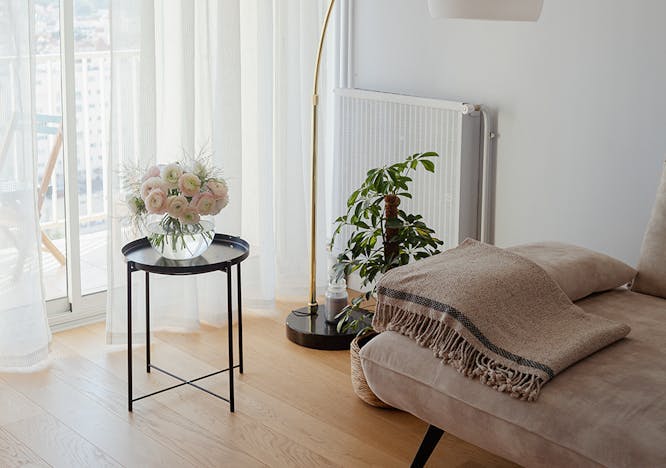 lamp plant furniture flower floor lamp flower arrangement couch indoors interior design